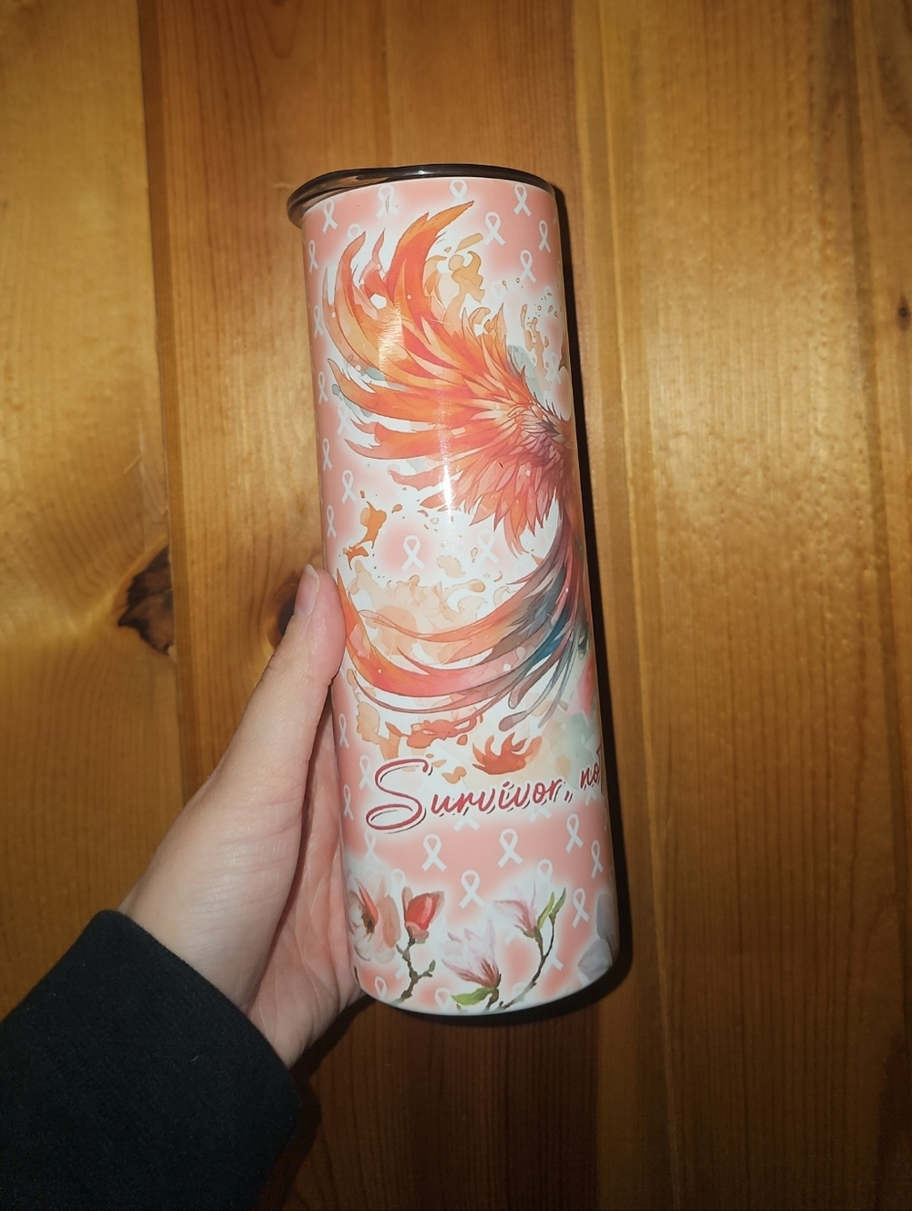 Survivor Pink Floral Phoenix Body Care Bottle